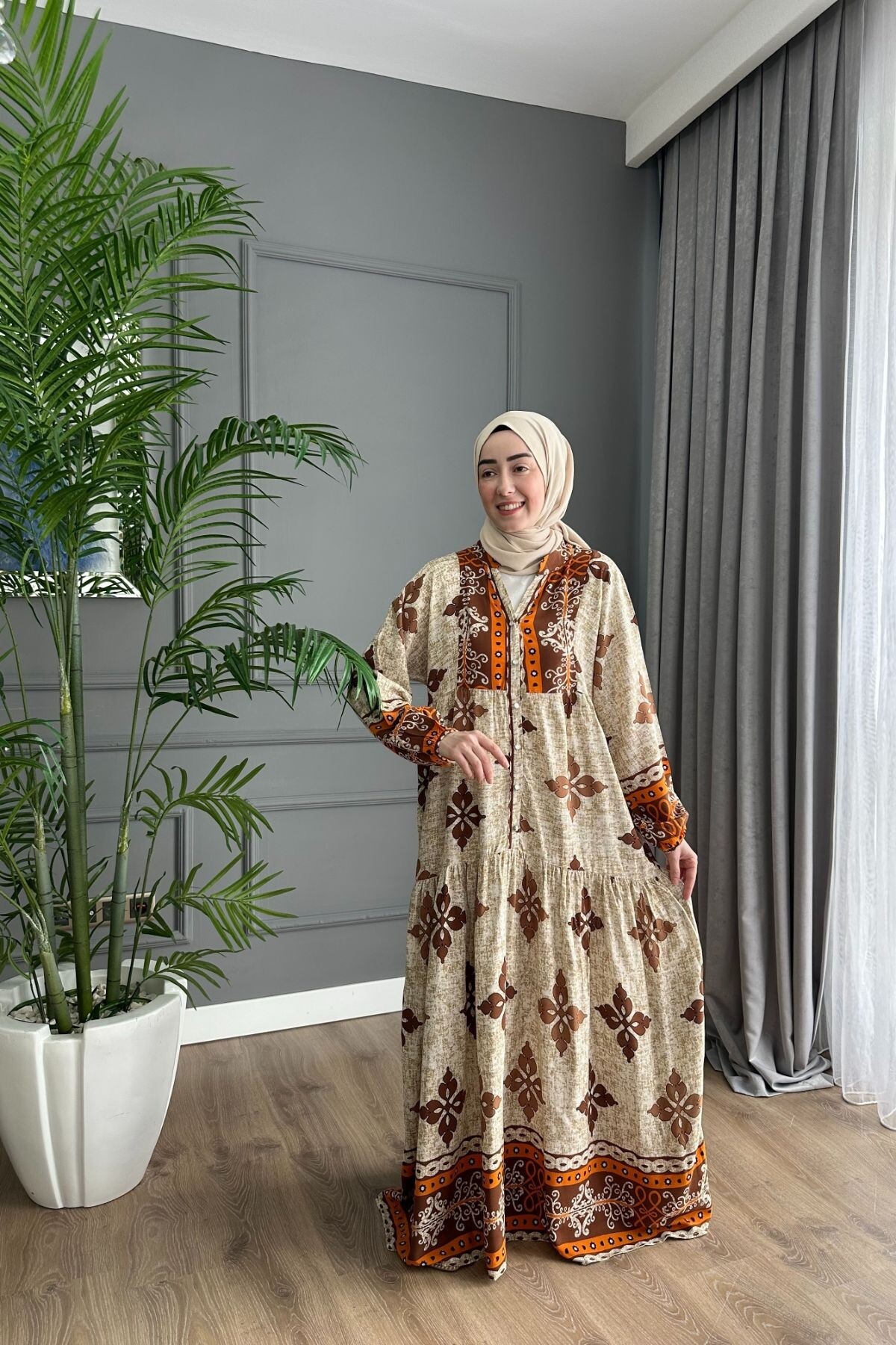 STELLA MODEL VİSCON ELBİSE TURUNCU