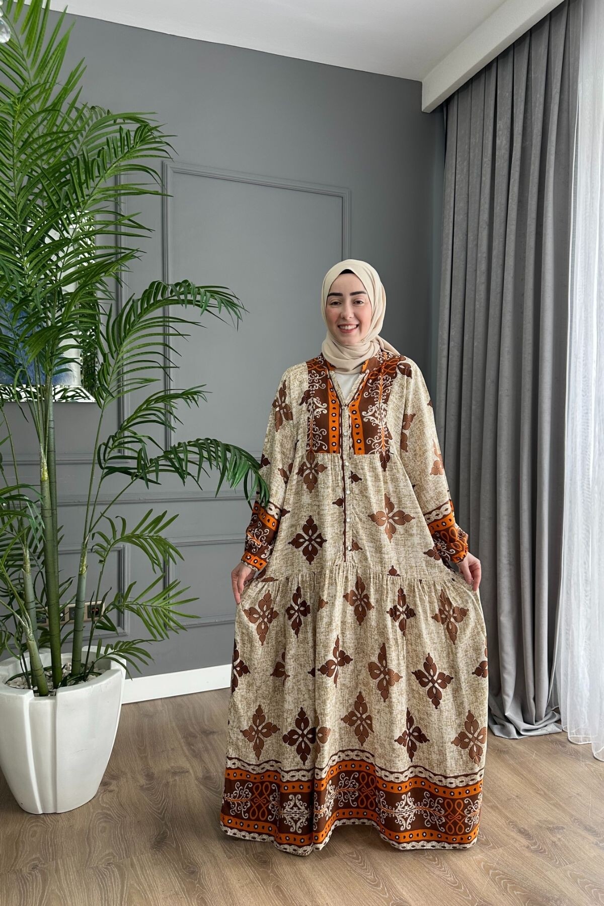 STELLA MODEL VİSCON ELBİSE TURUNCU