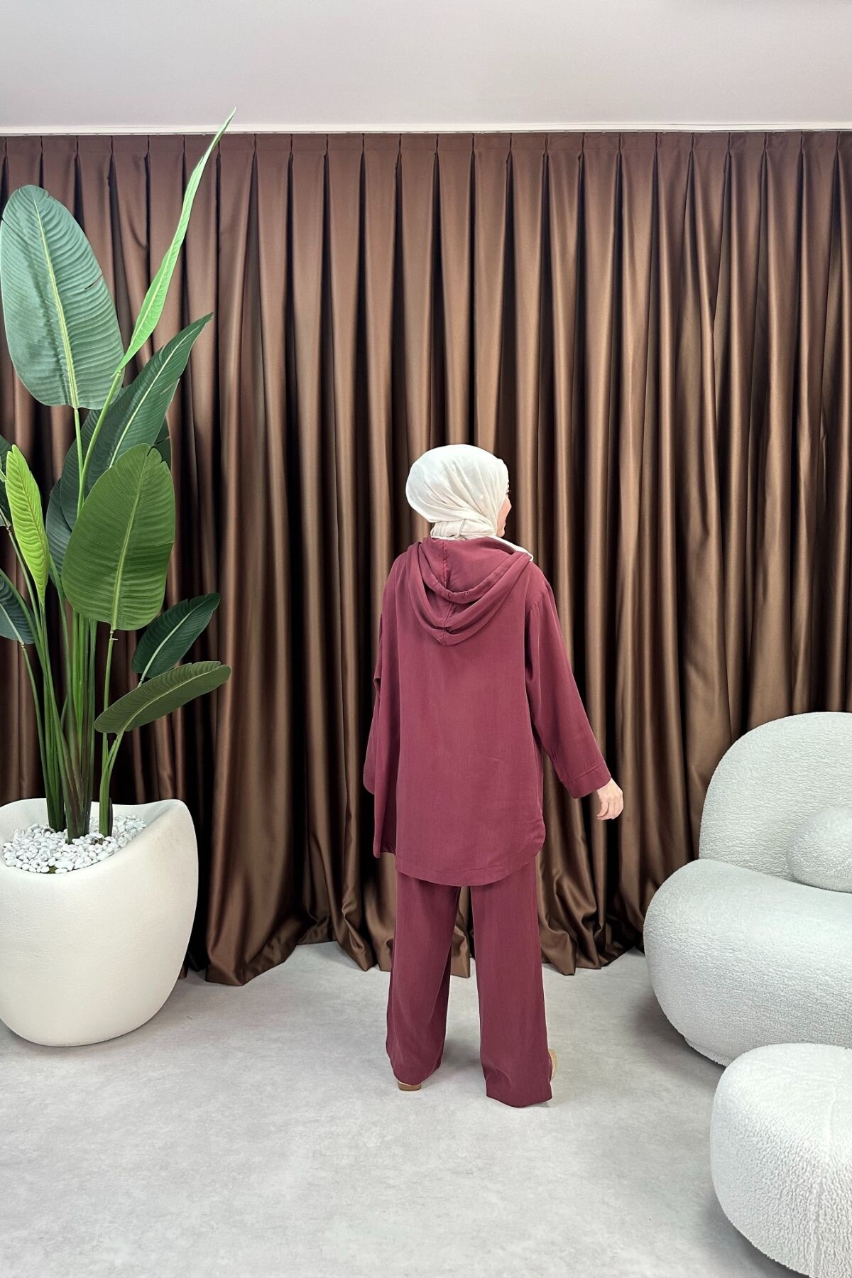 TENSEL KUMAŞ EFİL TAKIM 2074 BORDO   