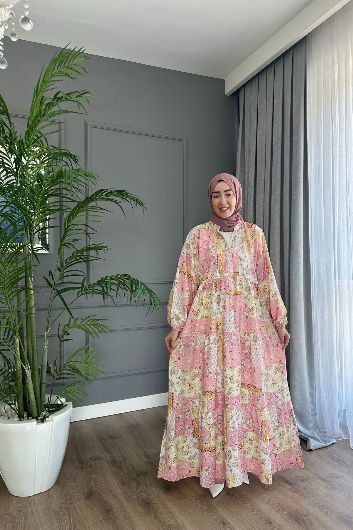 TWİST MODEL MANGO KUMAŞ ELBİSE PUDRA