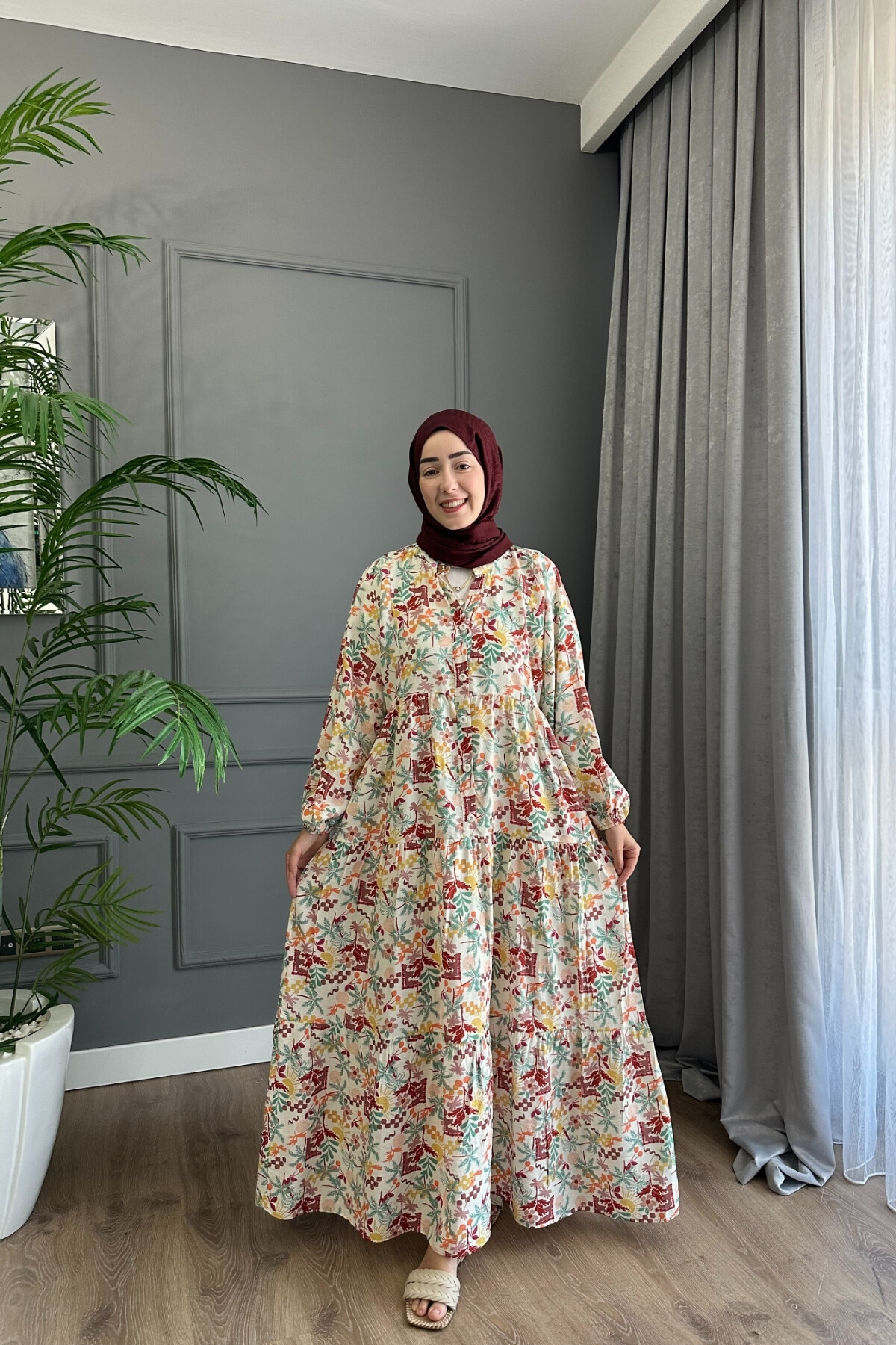 YAPBOZ MODEL MANGO KUMAŞ ELBİSE KIRMIZI