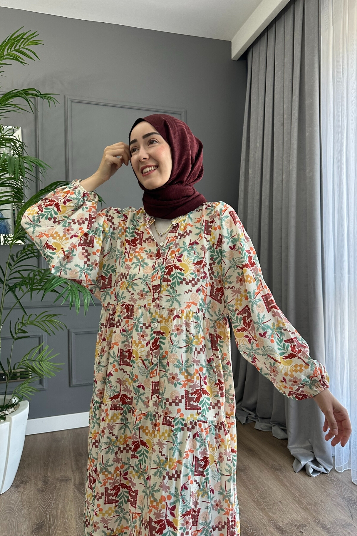 YAPBOZ MODEL MANGO KUMAŞ ELBİSE KIRMIZI