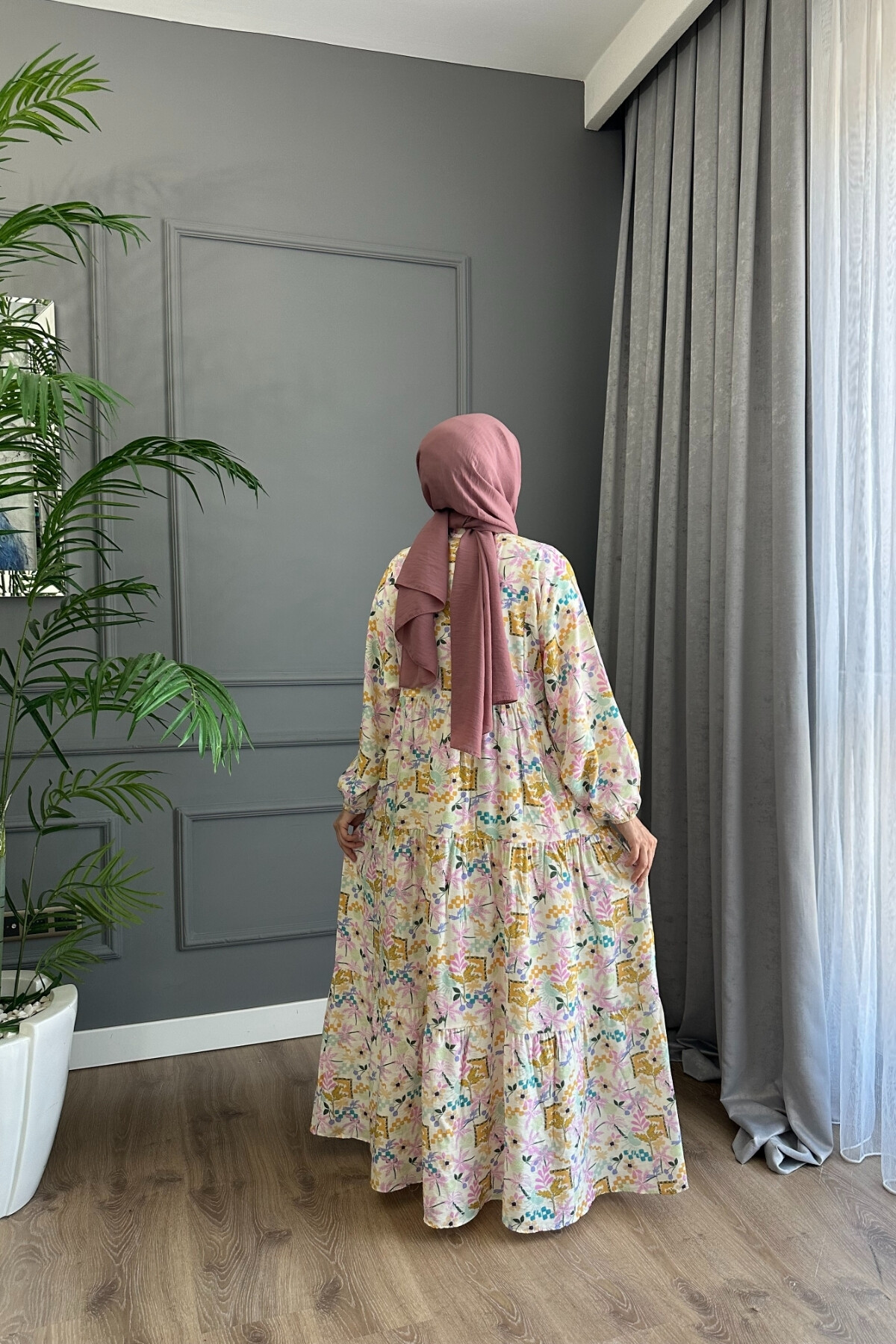 YAPBOZ MODEL MANGO KUMAŞ ELBİSE SARI