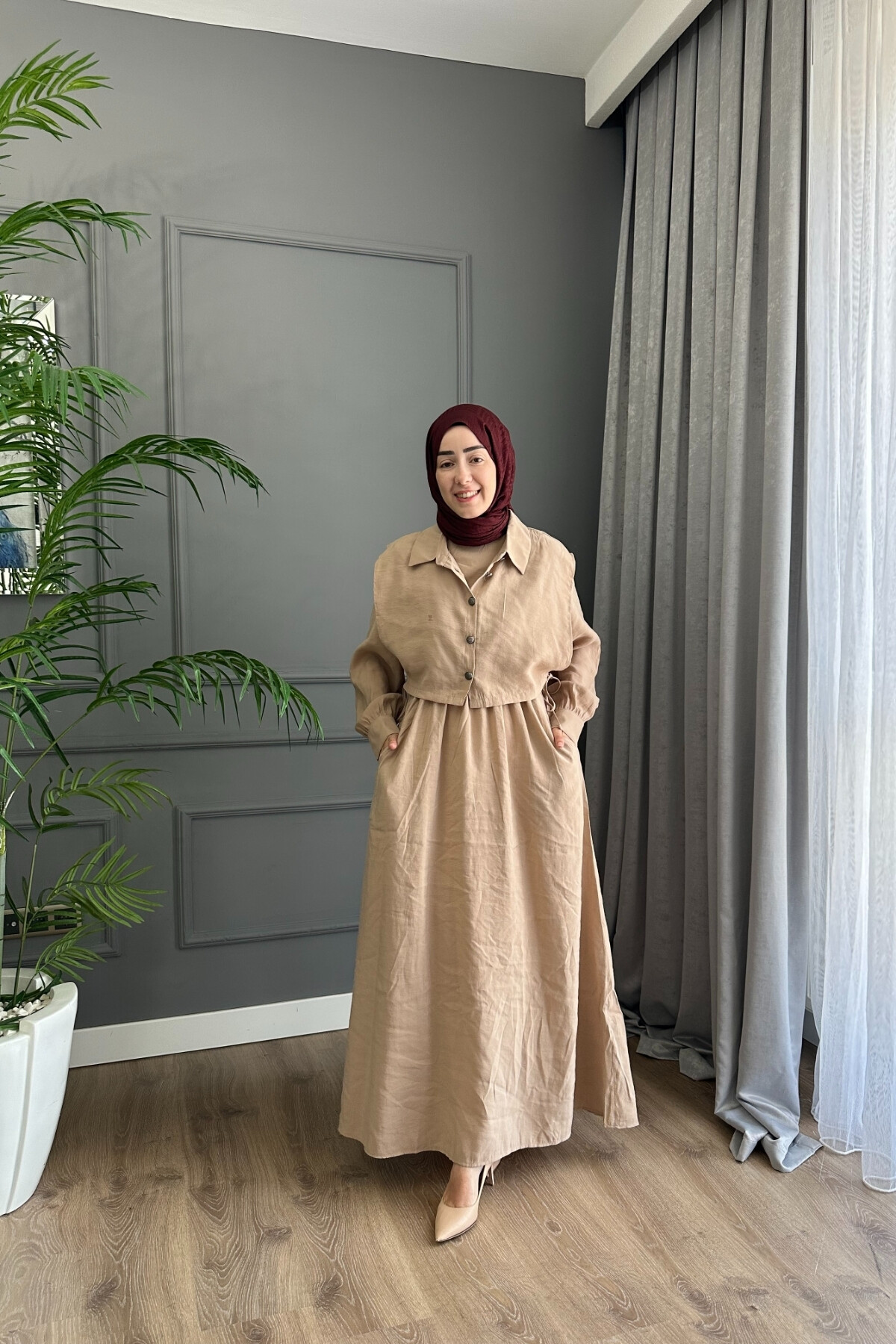 YELEK DETAYLI MODAL ELBİSE 1503 TAŞ