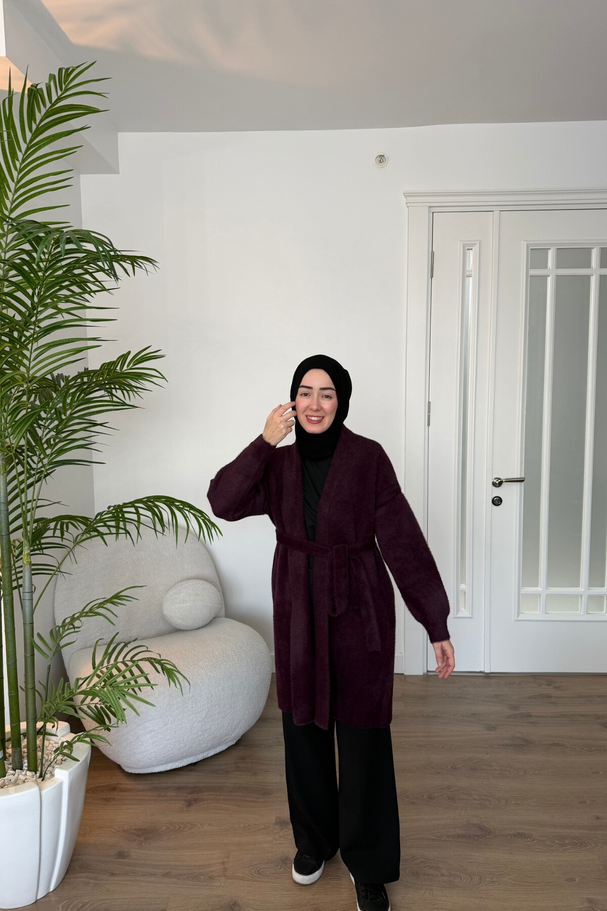 Angora Kısa Hırka Bordo