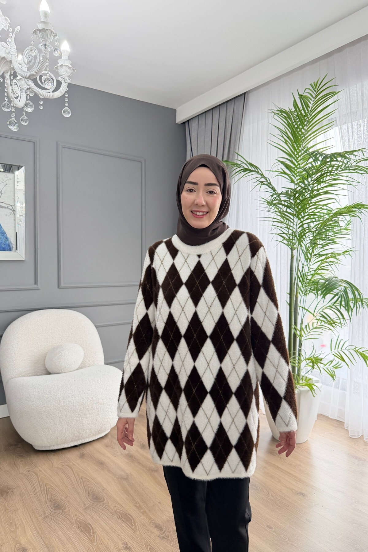 BAKLAVA MODEL ANGORA KAZAK 5043 KAHVE