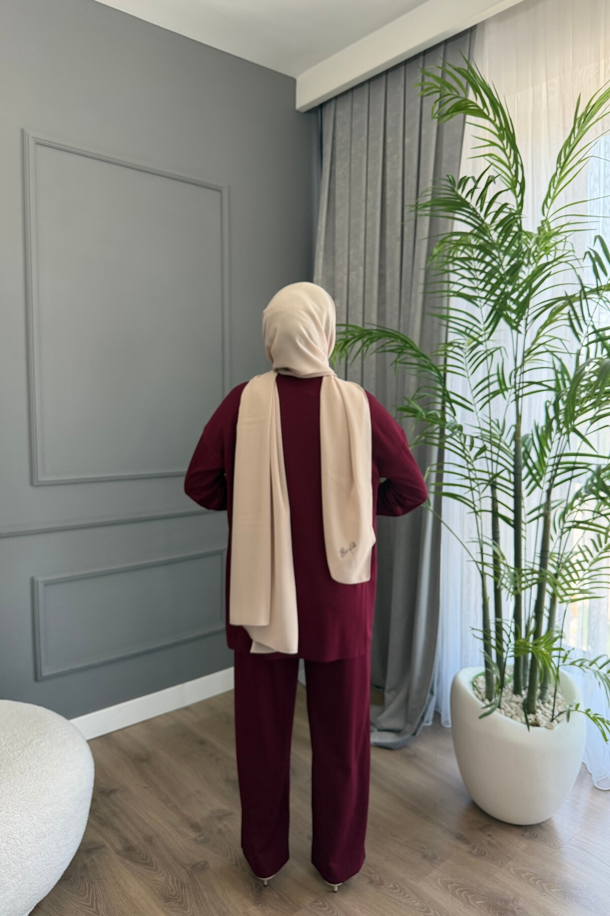 BİYELİ OYSHO PANTALONLU TAKIM 4421 BORDO