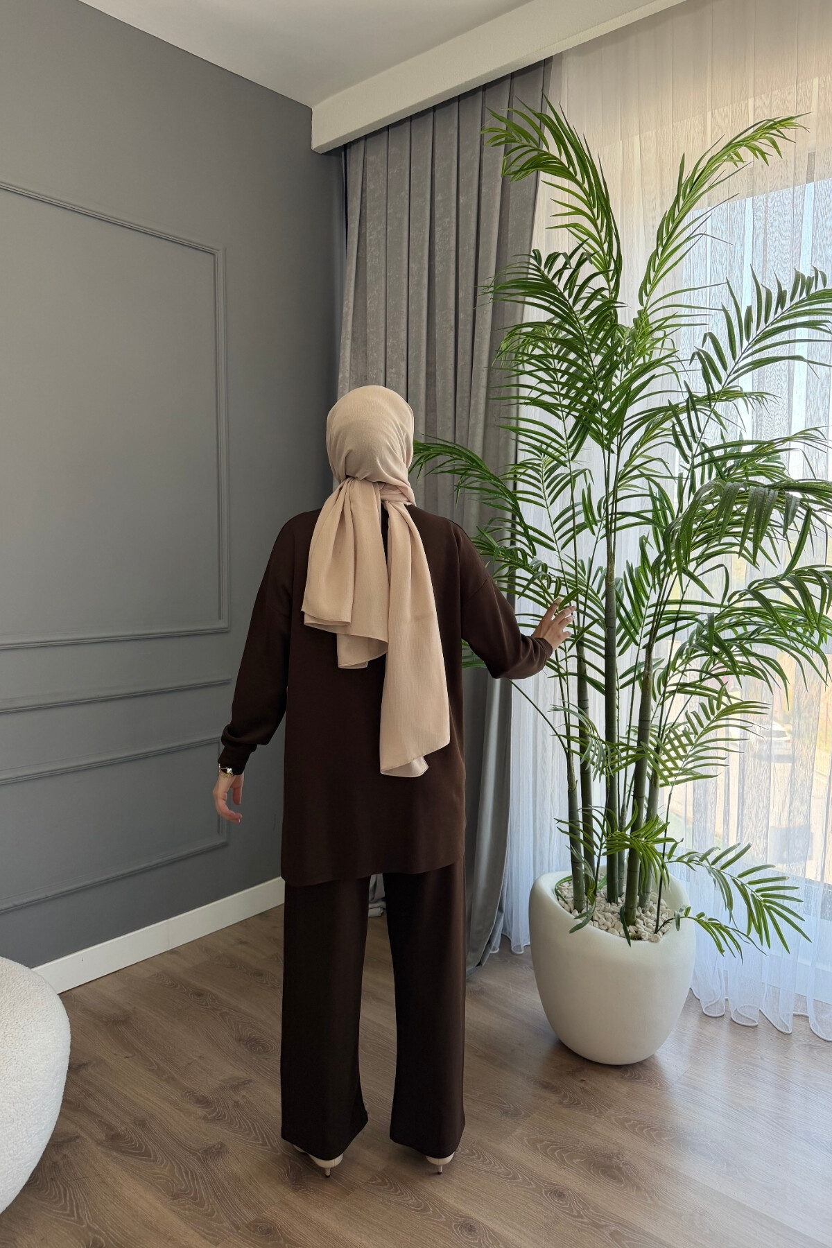 BİYELİ OYSHO PANTALONLU TAKIM 4421 KAHVE