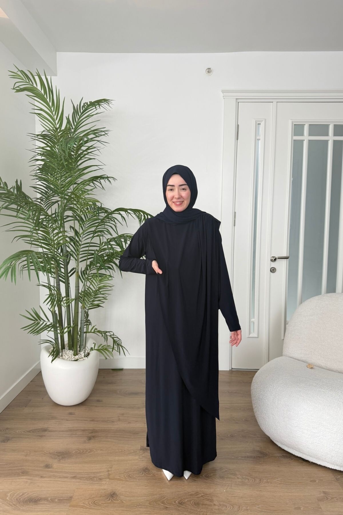 BROŞ DETAYLI SANDY ELBİSE 1513 LACİVERT