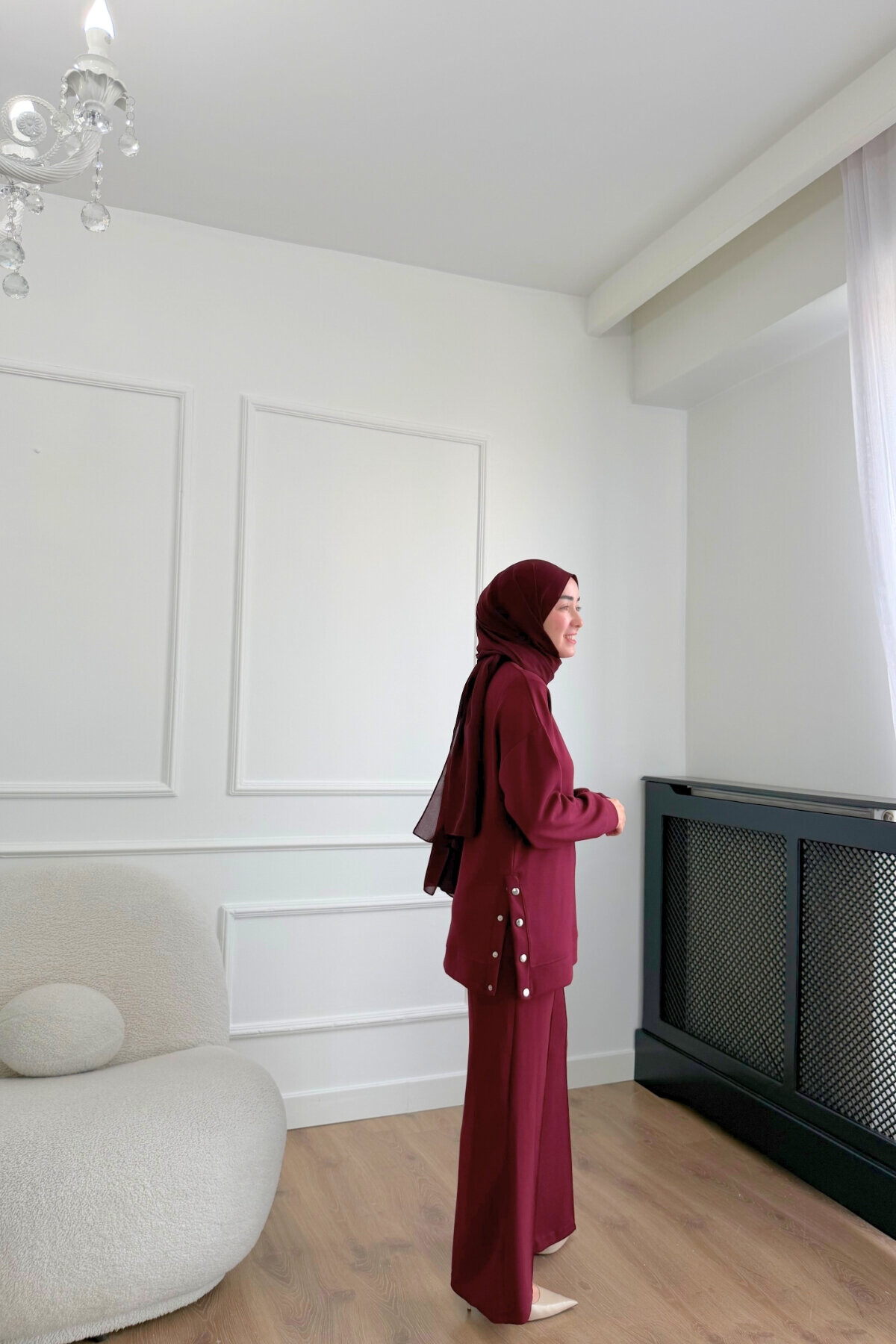 Çıtlı Oysho Kumaş İkili Takım 2004 BORDO