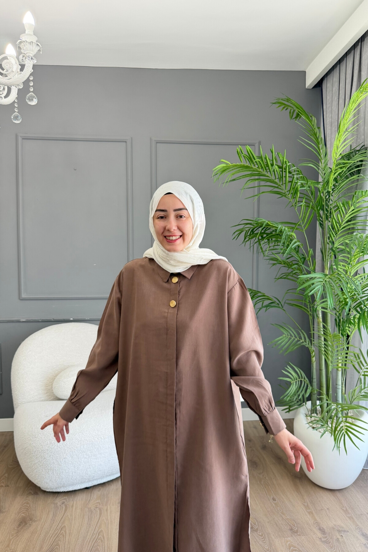 GİY ÇIK MODAL GÖMLEK 6523 KAHVE