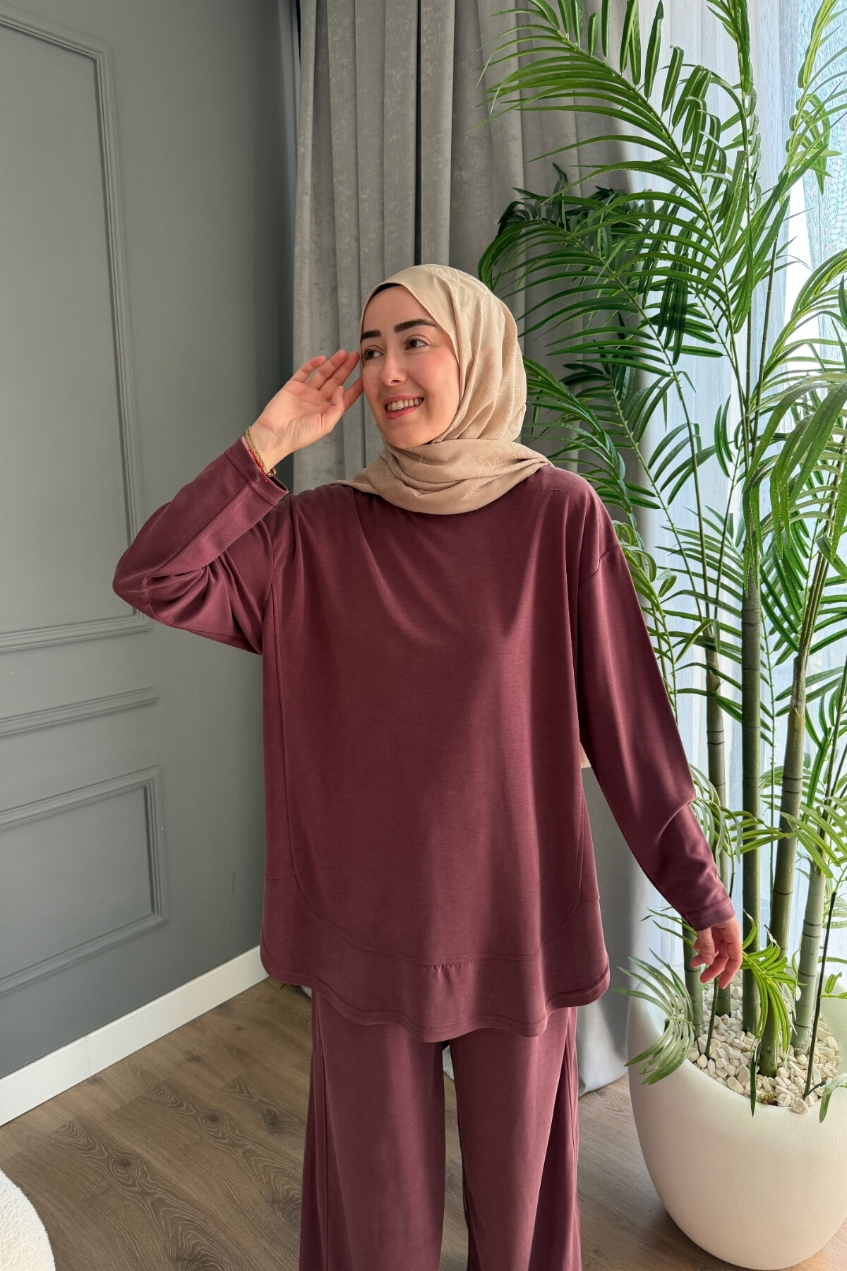 İPEK PENYE MODAL KUMAŞ TAKIM 4424 VİŞNE