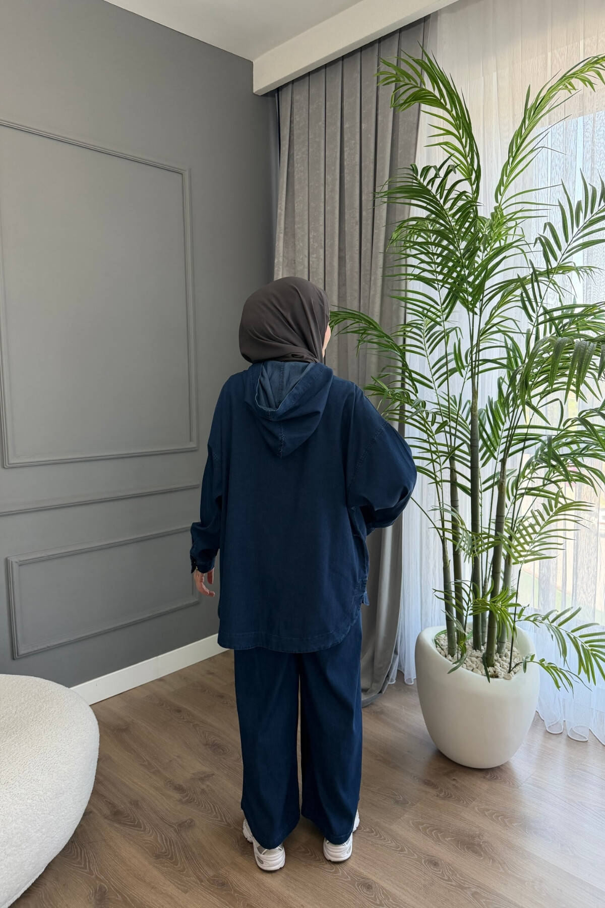 KAPŞONLU DENİM TENSEL KUMAŞ TAKIM 5398 LACİVERT