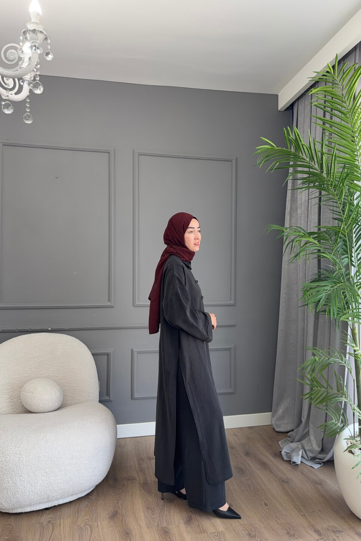 KURBAĞA DÜĞME DETAYLI PREMİUM MODAL TAKIM 6605 SİYAH