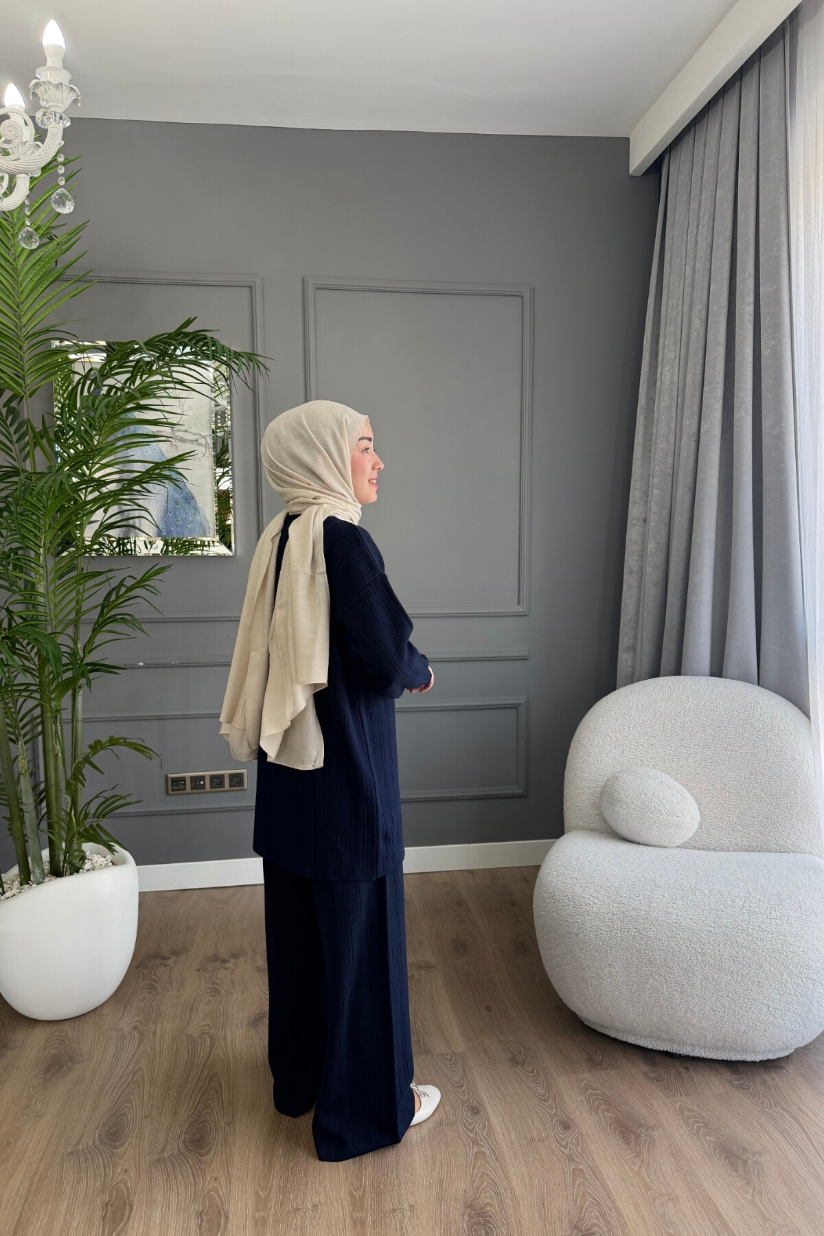 MERSERİZE KUMAŞ SİMLİ PANTALON TAKIM 6110 LACİVERT