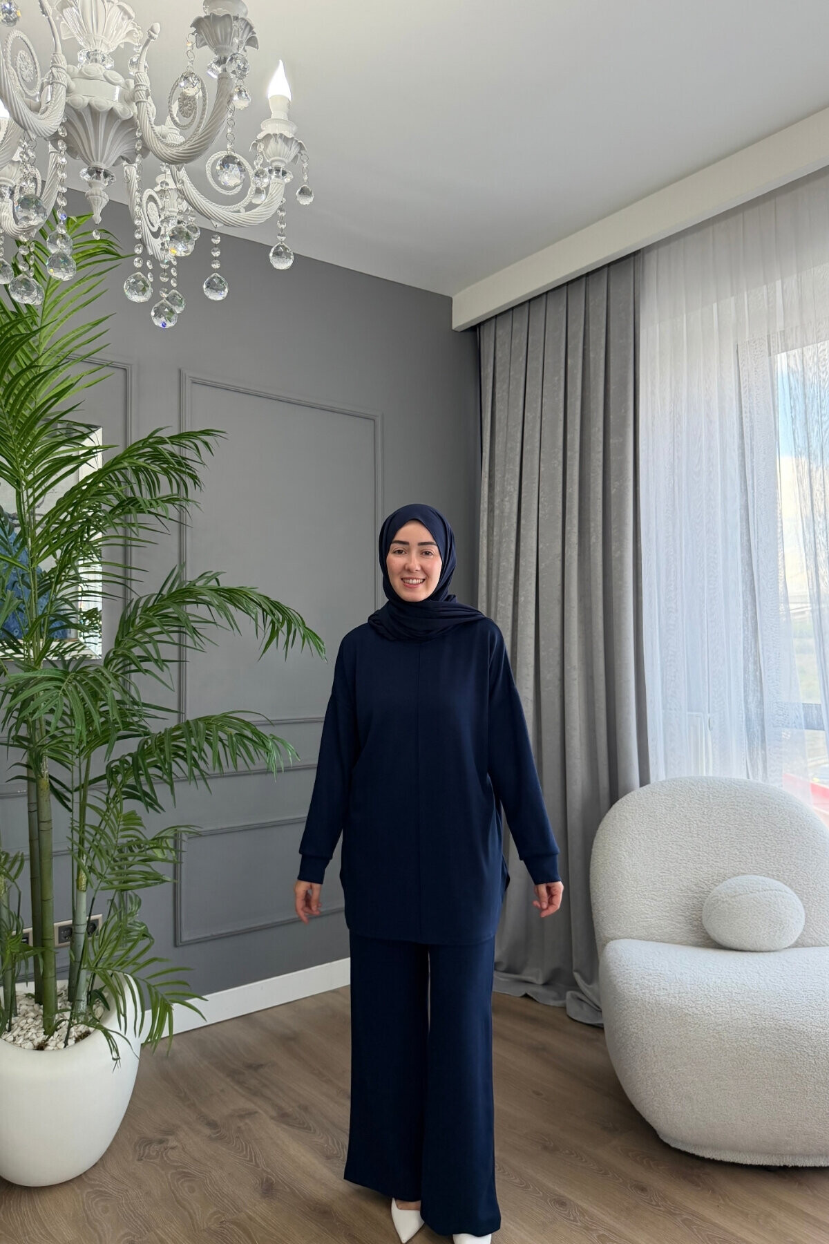 Oval Kesim Cımalı İkili Oysho Takım 2001 LACİVERT