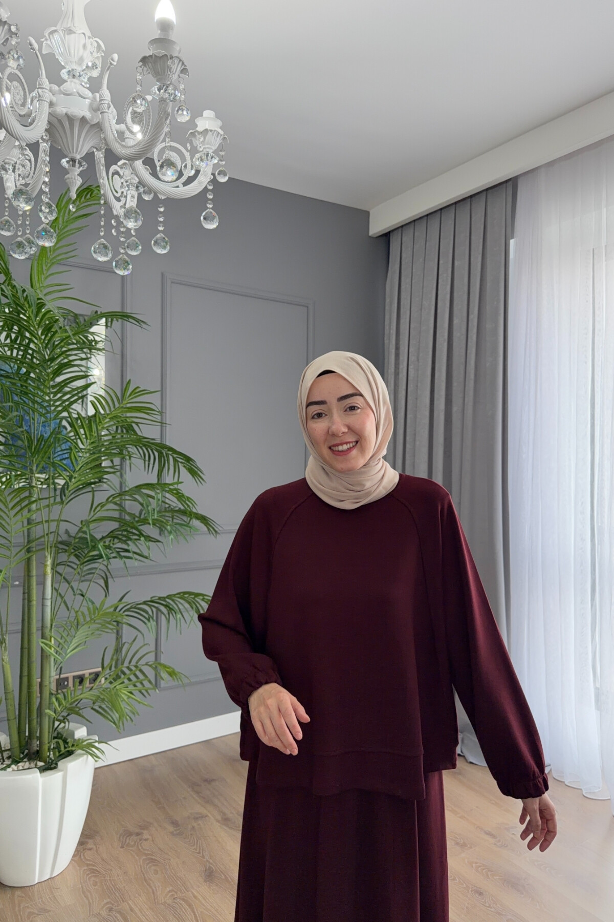 OYSHO ETEKLİ TAKIM 3048 BORDO