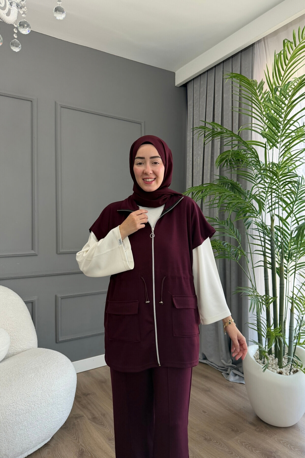 Oysho Kumaş İkili Yelek Takım 2011 Bordo