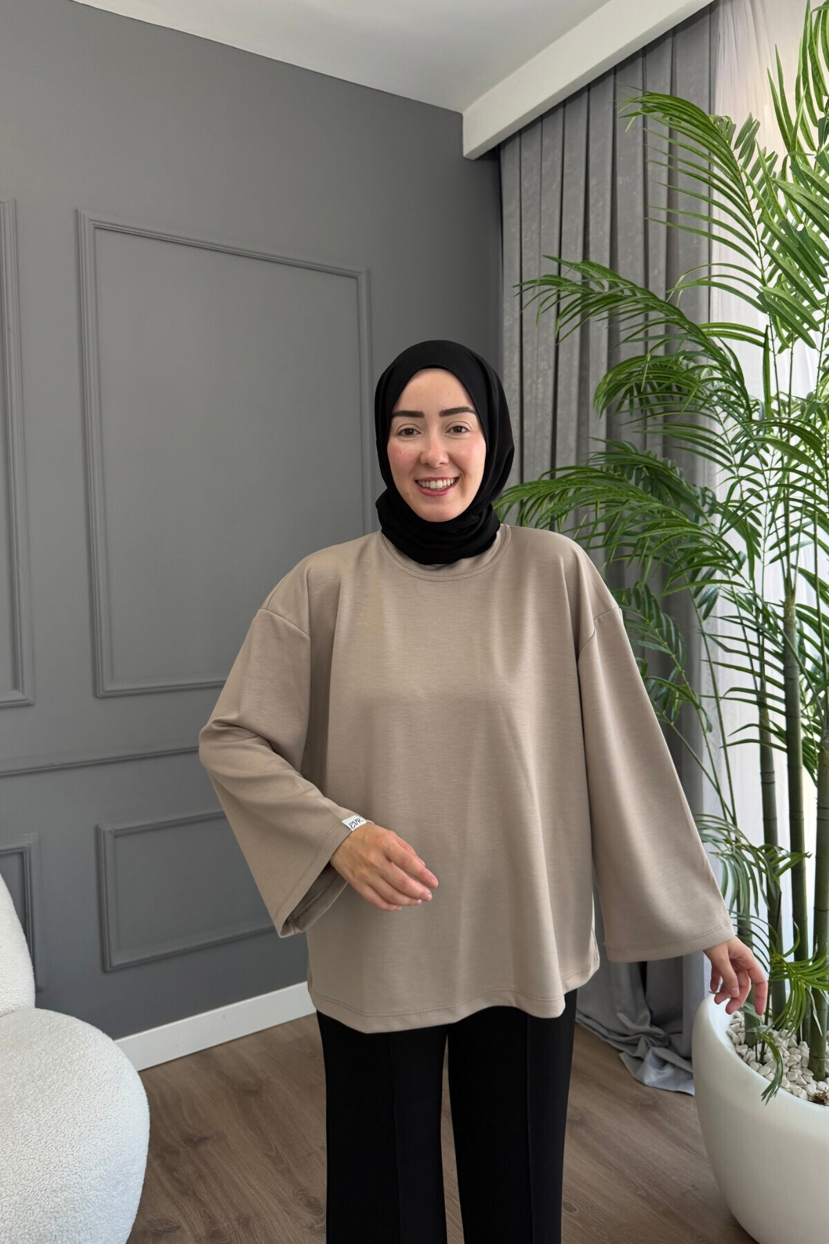Oysho Kumaş Rahat Kalıp Bisiklet Yaka Tunik 3003 Taş