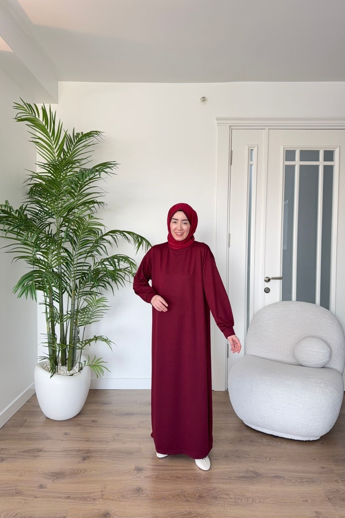 OYSHO KUMAŞ YAZLIK ELBİSE 1516 BORDO