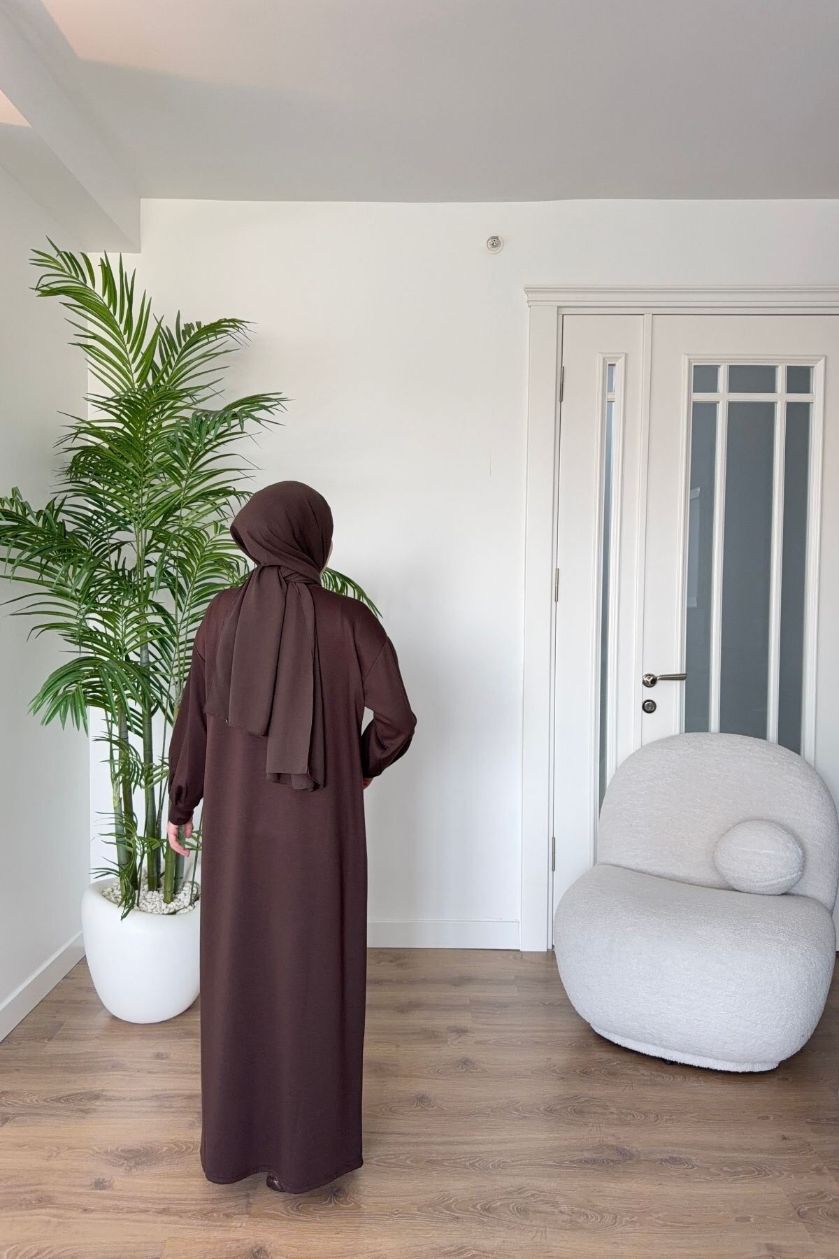 OYSHO KUMAŞ YAZLIK ELBİSE 1516 KAHVE