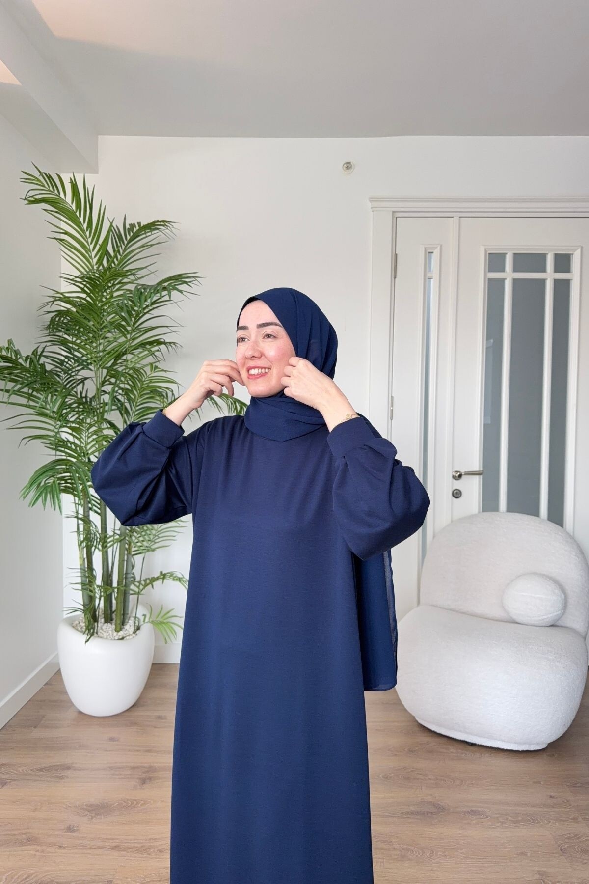 OYSHO KUMAŞ YAZLIK ELBİSE 1516 LACİVERT