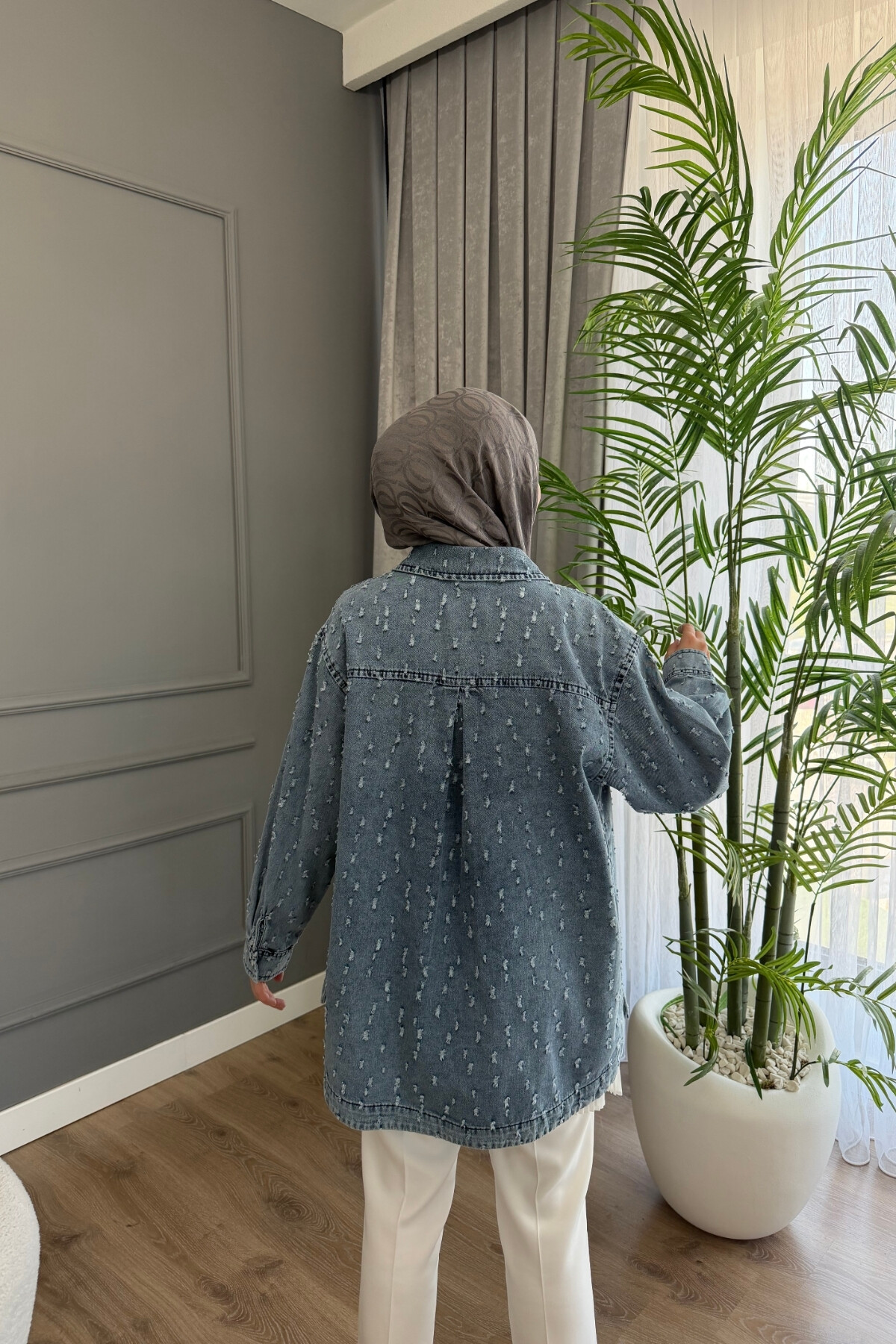 PARILTI DETAYLI CEKET 5563 MAVİ