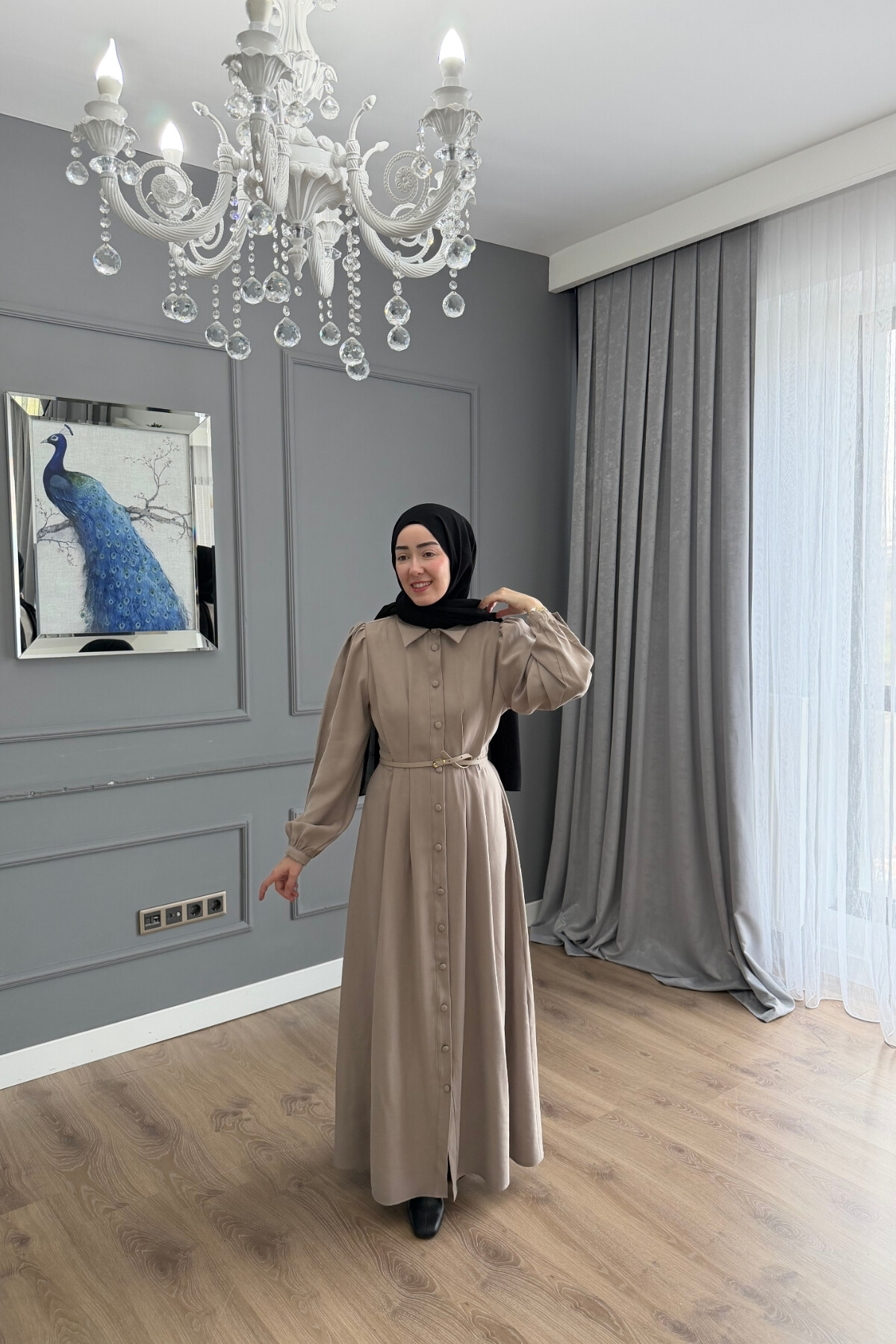 QUPRA TENSEL ELBİSE BEJ