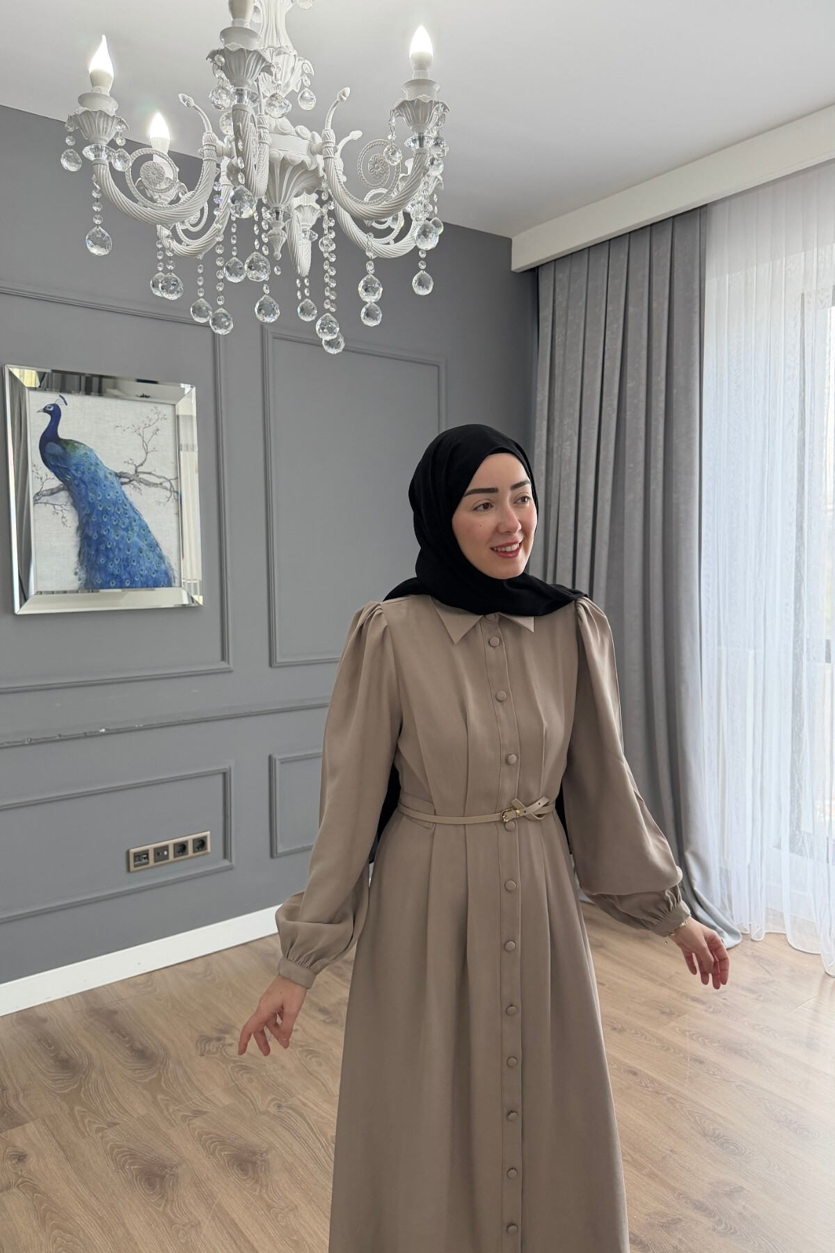 QUPRA TENSEL ELBİSE BEJ