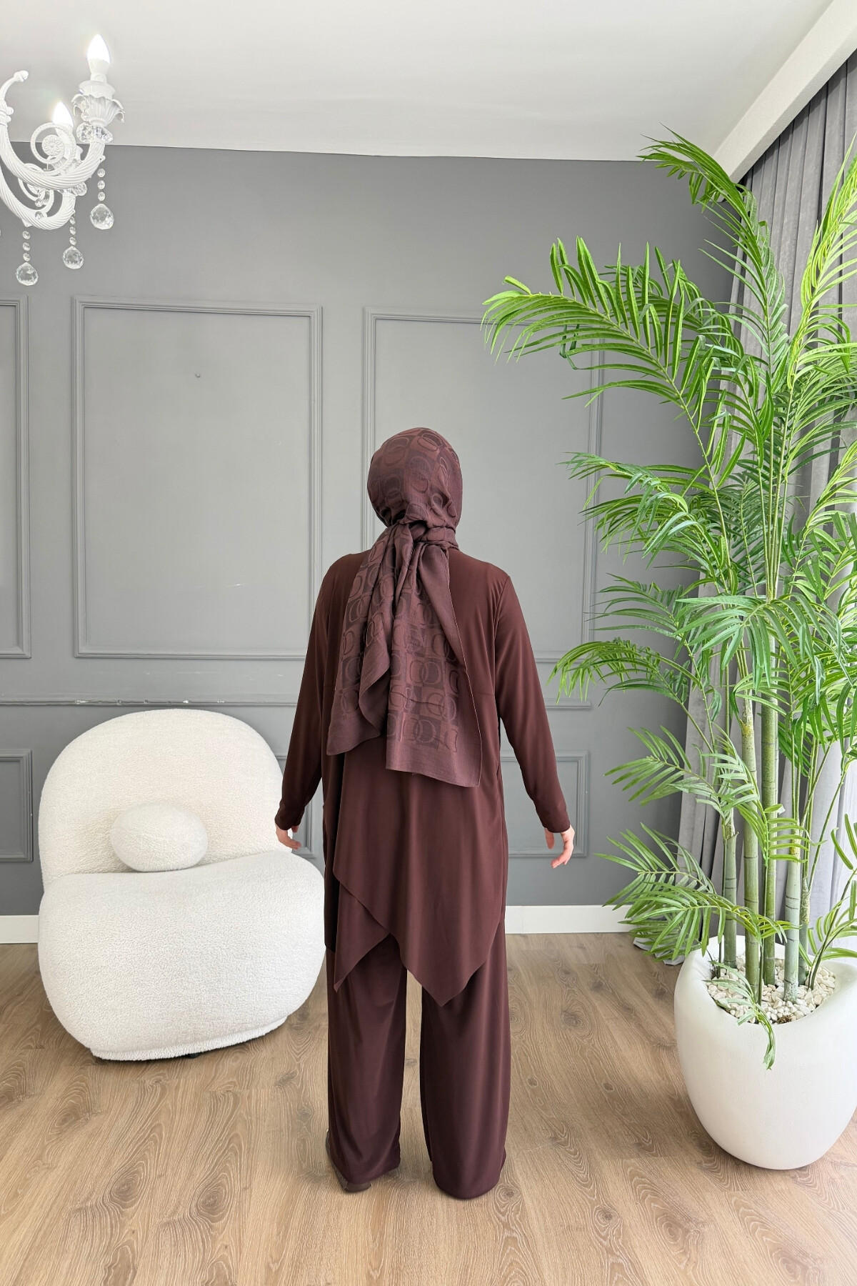 Sandy Pantalon Takım Ön Büzgü Detaylı 4201 KAHVE