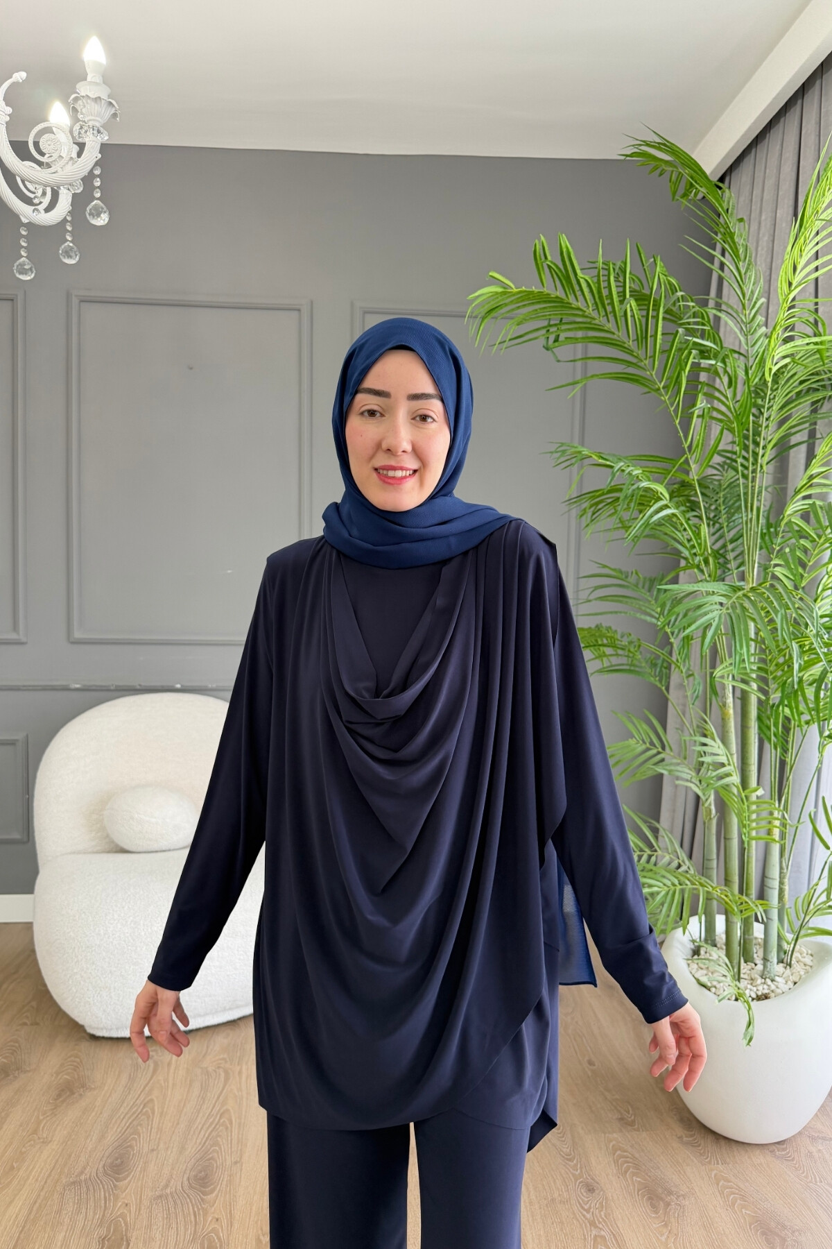 Sandy Pantalon Takım Ön Büzgü Detaylı 4201 LACİVERT