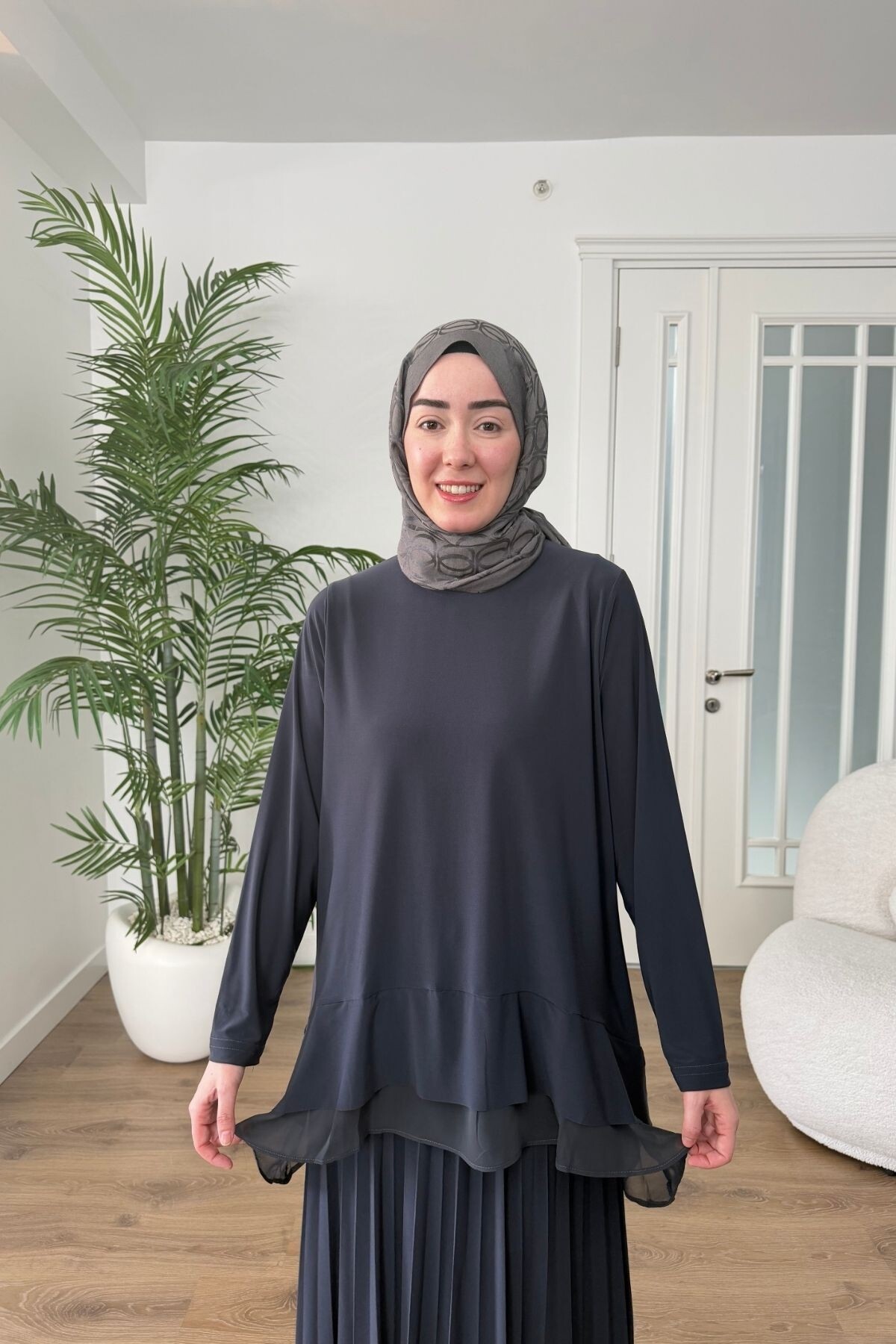 ŞİFON DETAYLI SANDY ETEK TAKIM 4210 ANTRASİT