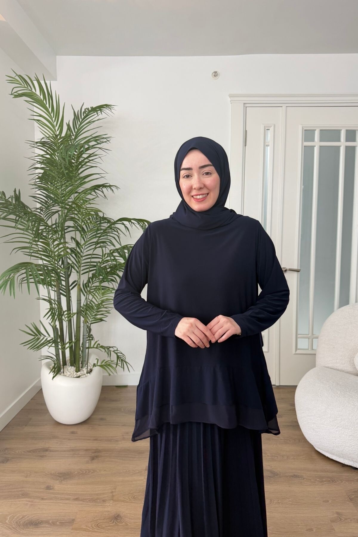 ŞİFON DETAYLI SANDY ETEK TAKIM 4210 LACİVERT