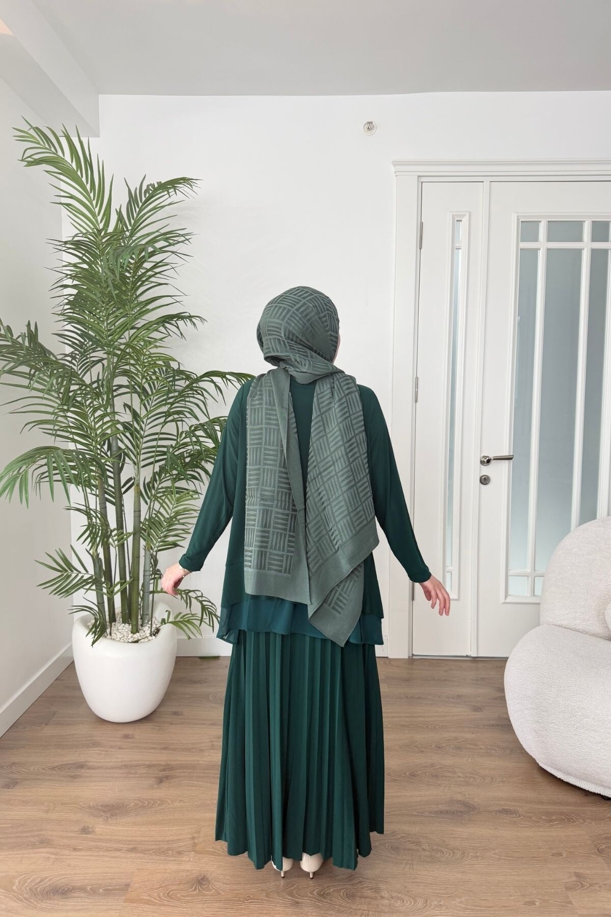 ŞİFON DETAYLI SANDY ETEK TAKIM 4210 ZÜMRÜT