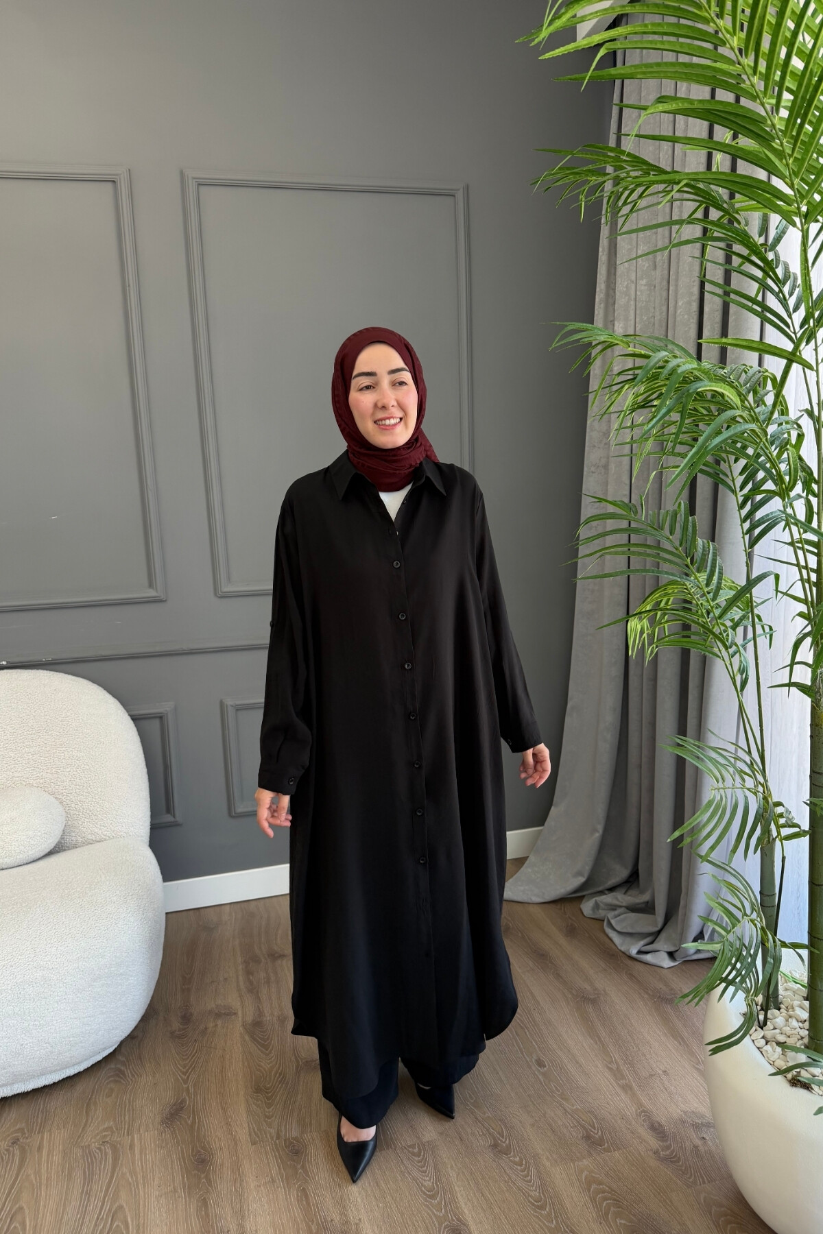 TAM BOY TENSEL KUMAŞ PANTALON TAKIM 4304 SİYAH