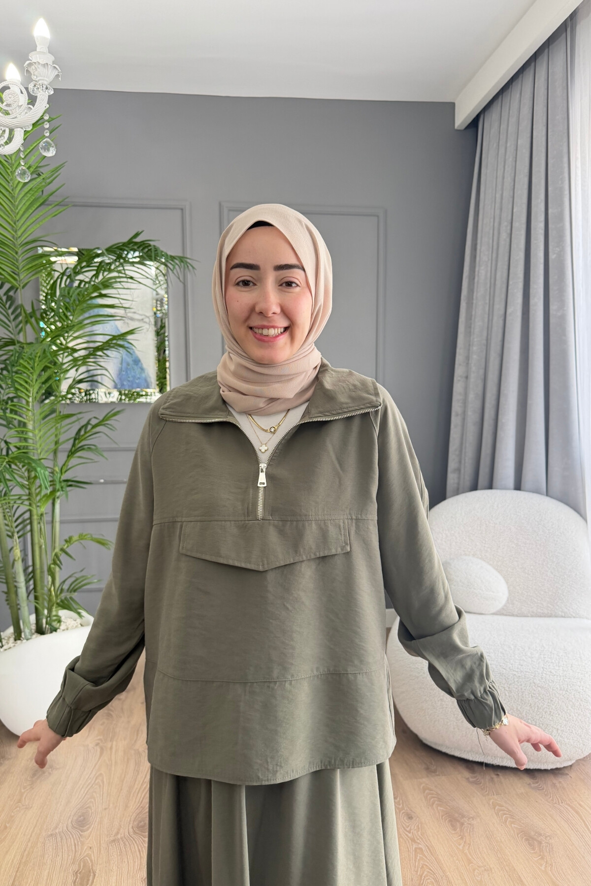 TENSEL KUMAŞ CEP DETAYLI ETEK TAKIM 2006 HAKİ