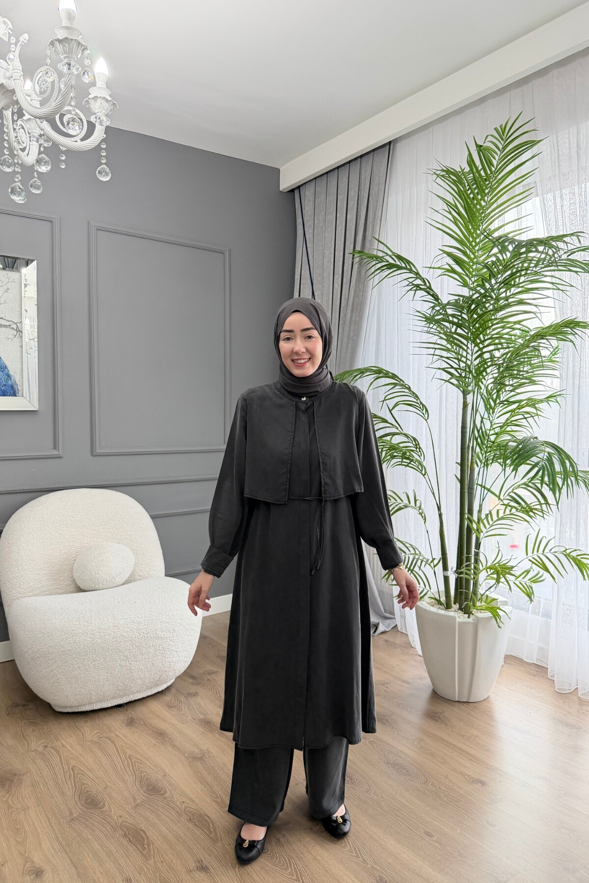 TENSEL KUMAŞ SPOR TUNİK TAKIM ANTRASİT