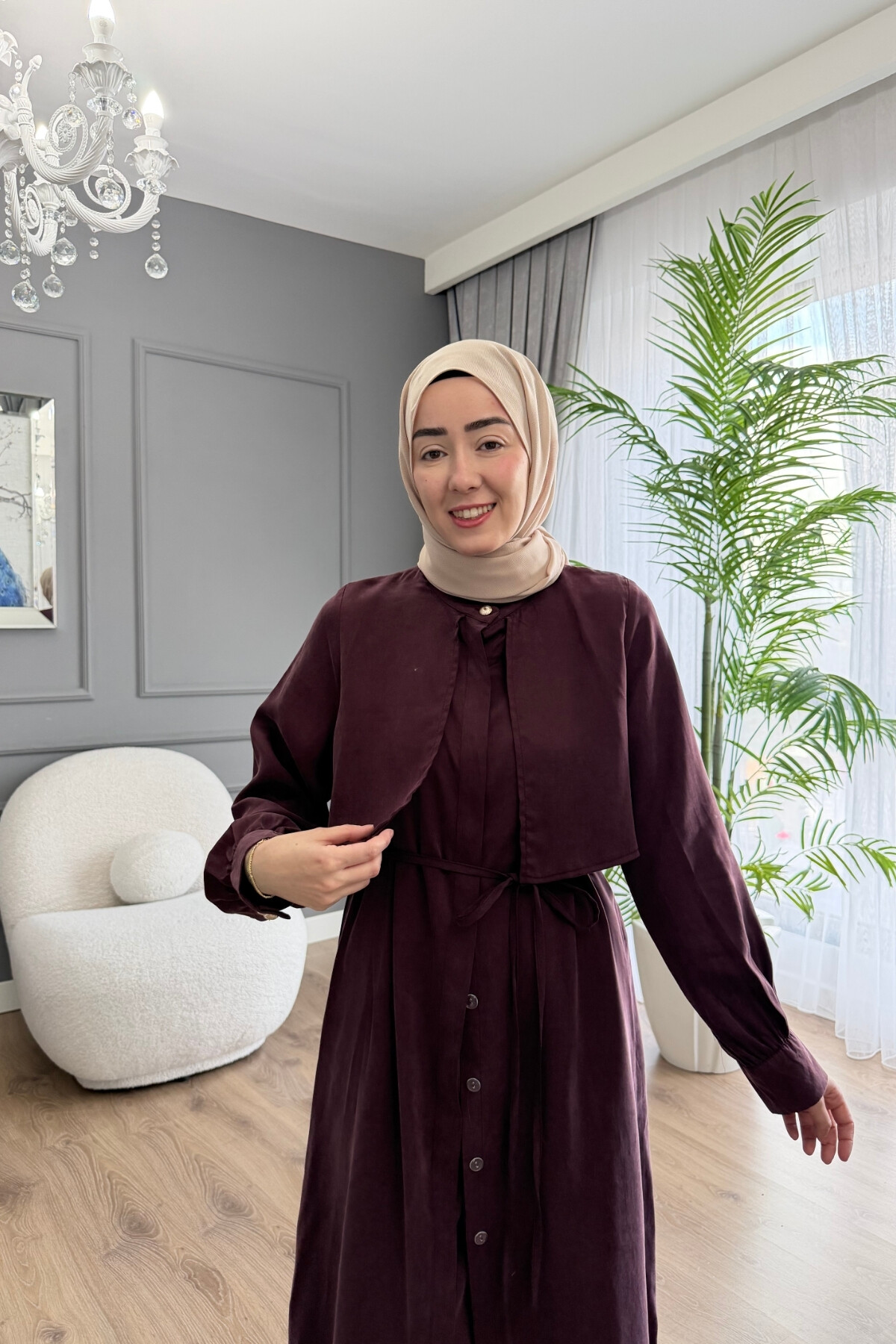 TENSEL KUMAŞ SPOR TUNİK TAKIM BORDO