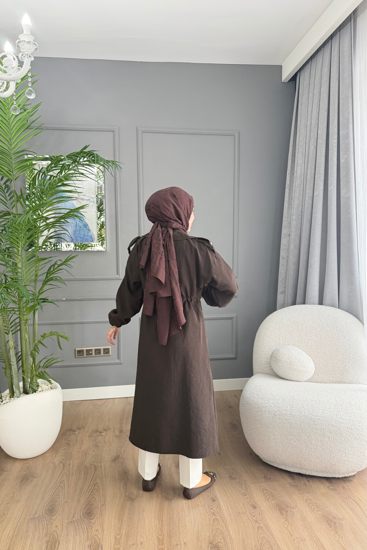 TENSEL KUMAŞ TRENÇKOT 1059 KAHVE