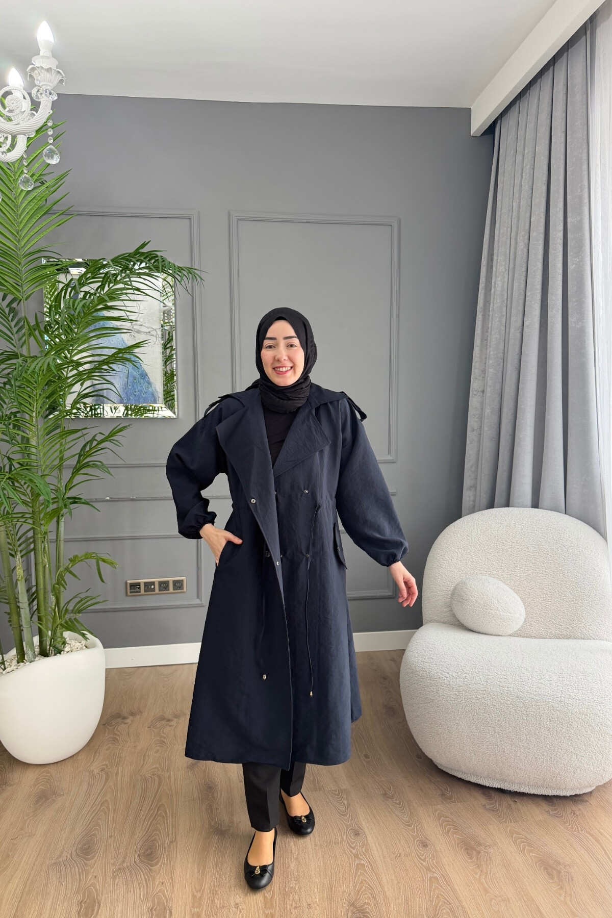 TENSEL KUMAŞ TRENÇKOT 1059 LACİVERT