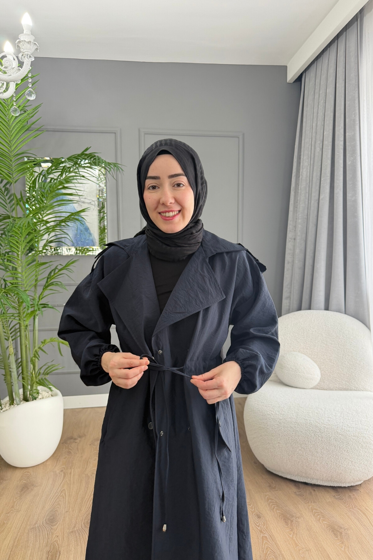 TENSEL KUMAŞ TRENÇKOT 1059 LACİVERT