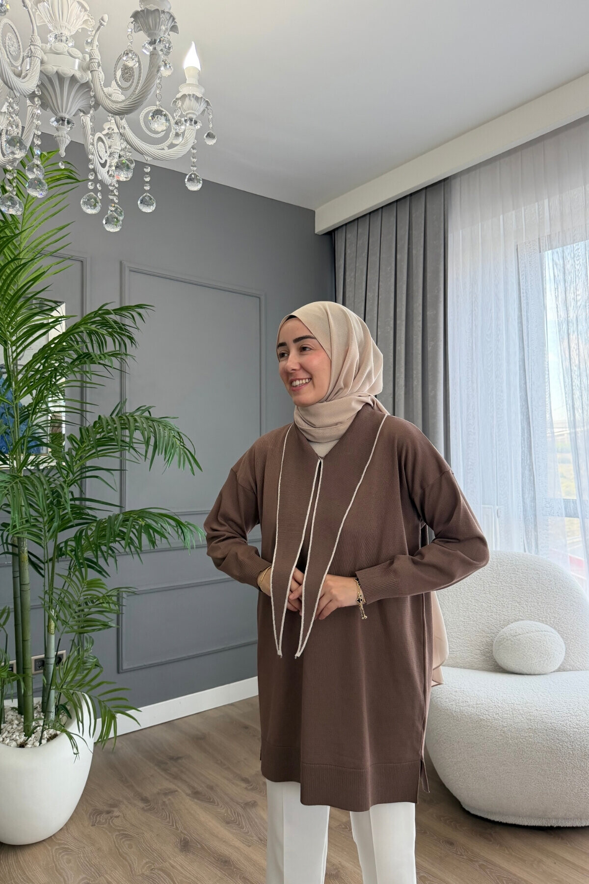 V YAKA PREMİUM TRİKO TUNİK 6139 VİZON