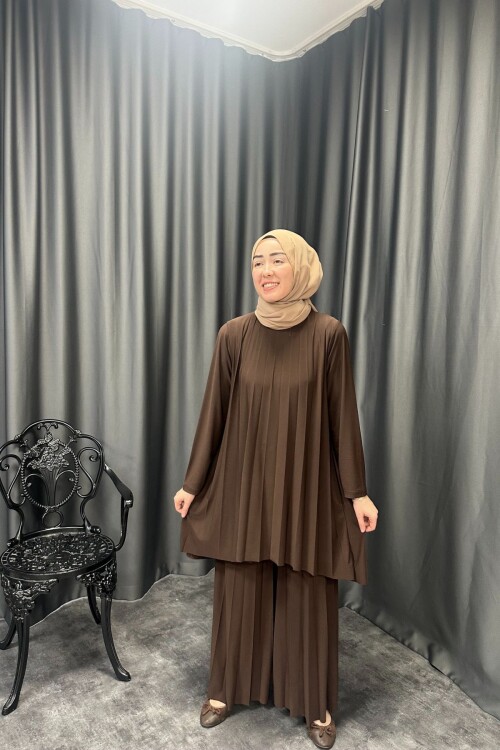 ALT ÜST PLİSELİ PANTALON  SANDY TAKIM 5005 KAHVE ÖN SİPARİŞ