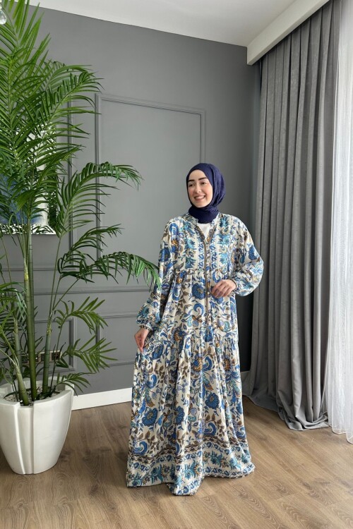 ARYA MODEL VİSKON KUMAŞ MAVİ