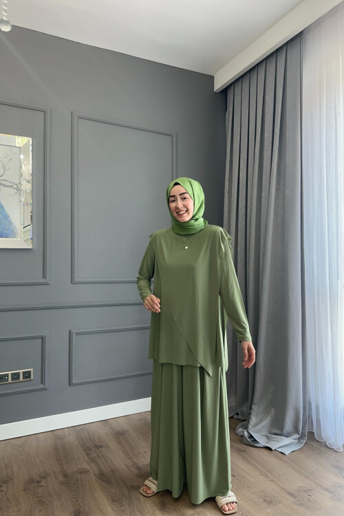 ASİMETRİK ETEK PANTALON SANDY TAKIM 4214 ÇAĞLA