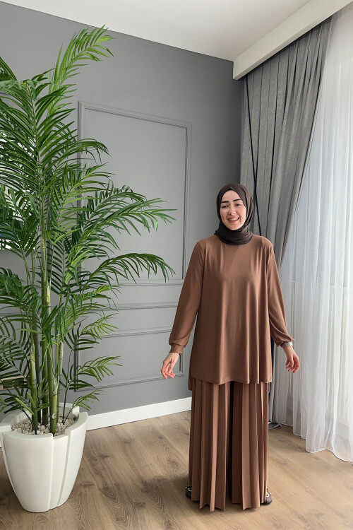 BERİLYUM PİLİSELİ PANTOLON TAKIM 5033 CAMEL