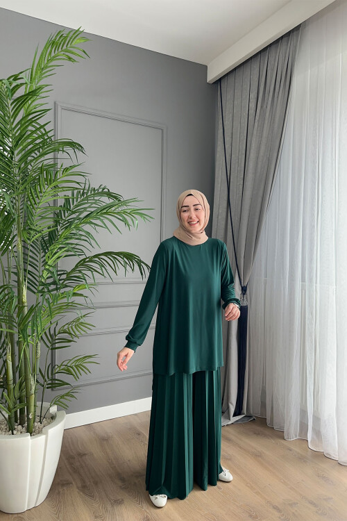 BERİLYUM PİLİSELİ PANTOLON TAKIM 5033 ZÜMRÜT