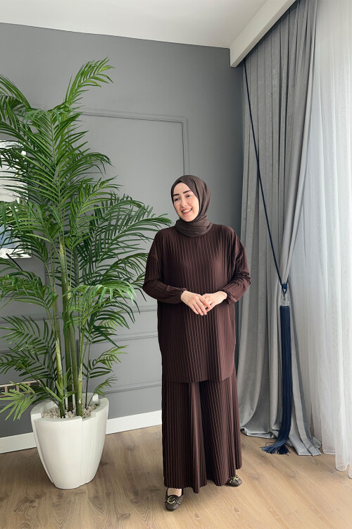 BOL PİLELİ SANDY PANTOLON TAKIM  4150 KAHVE