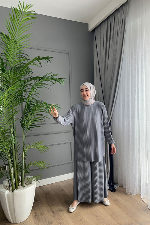 BOL PİLELİ SANDY PANTOLON TAKIM  4150 GRİ