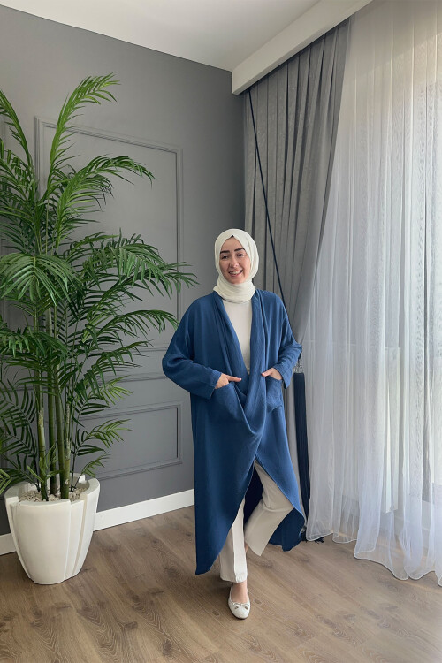 ÇAPRAZ CEPLİ TUNİK İNDİGO 1120